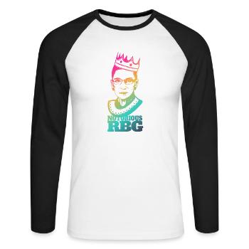 Ruth Bader Ginsburg RBG Court Judge LGBT I dissent - Unisex Baseballshirt langarm - Weiß/Schwarz - Vorne - Nik (191cm)