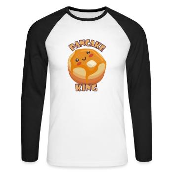 Kawaii Pancake King Pancake King Breakfast - Unisex Long Sleeve Baseball T-Shirt - white/black - Front - Nik (191cm)