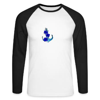 Anker Hoffnung Blumen - Unisex Baseballshirt langarm - Weiß/Schwarz - Vorne - Nik (191cm)