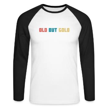 Vieux mais or cadeau d'anniversaire design rétro vintage - T-shirt baseball manches longues Homme - blanc/noir - Devant - Nik (191cm)