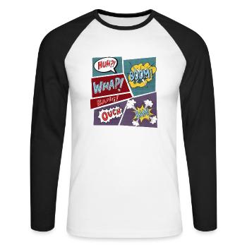 Comic Superhelden Comicbücher Kinder Geschenk - Unisex Baseballshirt langarm - Weiß/Schwarz - Vorne - Nik (191cm)