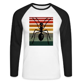 Ant vintage - Unisex Long Sleeve Baseball T-Shirt - white/black - Front - Nik (191cm)