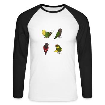 Geschenk für Neusseeland Vögel Liebhaber Kea - Unisex Baseballshirt langarm - Weiß/Schwarz - Vorne - Nik (191cm)