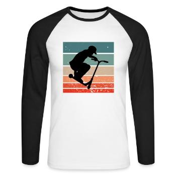 Scooter Roller Skater Tricks - Unisex Baseballshirt langarm - Weiß/Schwarz - Vorne - Nik (191cm)