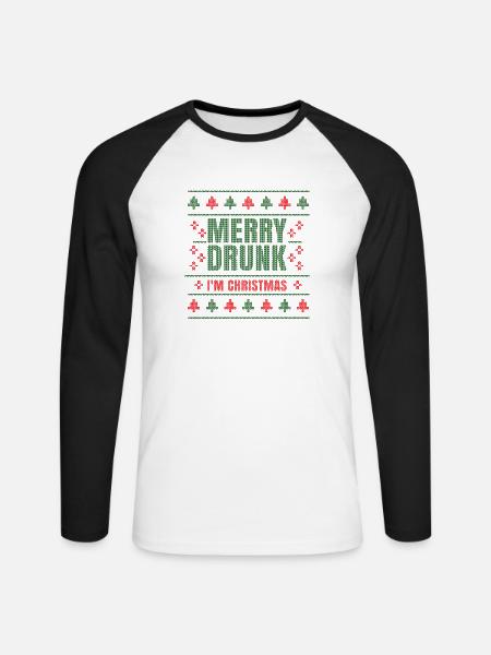 Merry Drunk - I'm Christmas - Unisex Baseballshirt langarm - Weiß/Schwarz