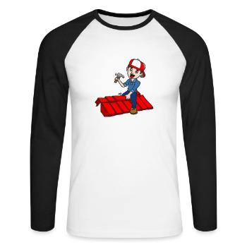 COUVERTURE - T-shirt baseball manches longues Homme - blanc/noir - Devant - Nik (191cm)