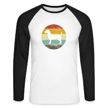 Jack Russel Terrier chien rétro cadeau - T-shirt baseball manches longues Homme - blanc/noir - Devant - Nik (191cm)