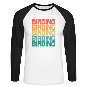 Vögel Beobachten Birding Vogel Retro Geschenk - Unisex Baseballshirt langarm - Weiß/Schwarz - Vorne - Nik (191cm)