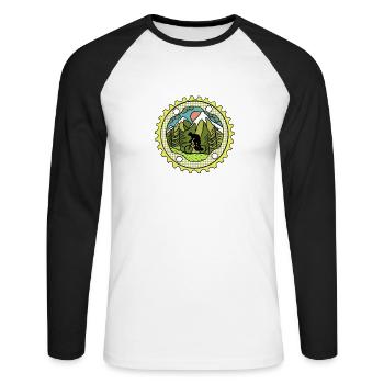 Couronne de VTT VTT rétro pour les fans de VTT - T-shirt baseball manches longues Homme - blanc/noir - Devant - Nik (191cm)
