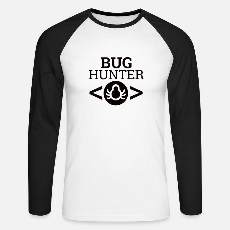 "Bug Hunter" | Informatik, Programmierer - Unisex Baseballshirt langarm - Weiß/Schwarz