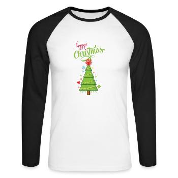 Noël Hygge - T-shirt baseball manches longues Homme - blanc/noir - Devant - Nik (191cm)