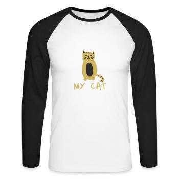 Funny Cat Lover Sorry I'm Late Cat Owner Gift - Unisex Baseballshirt langarm - Weiß/Schwarz - Vorne - Nik (191cm)