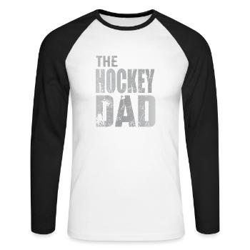 Cadeau de rondelle de gardien de but de papa de hockey sur gazon de papa de hockey - T-shirt baseball manches longues Homme - blanc/noir - Devant - Nik (191cm)