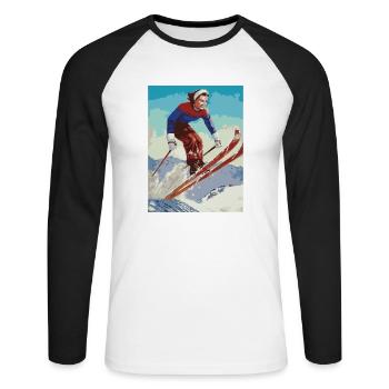 ski - Unisex Long Sleeve Baseball T-Shirt - white/black - Front - Nik (191cm)