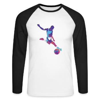 Soccer Football Ball Sports Football Football Football Footballer - Unisex Long Sleeve Baseball T-Shirt - white/black - Front - Nik (191cm)