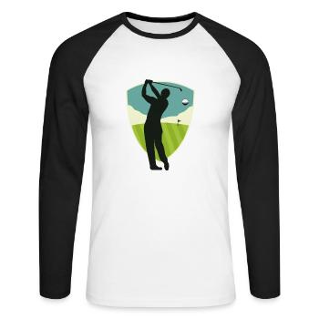 golf - Unisex Long Sleeve Baseball T-Shirt - white/black - Front - Nik (191cm)