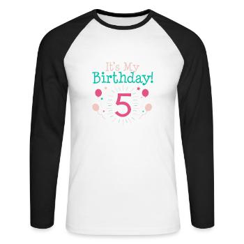 It's My 5th Birthday Gift 5 Year Old Gifts Fifth B - Unisex Baseballshirt langarm - Weiß/Schwarz - Vorne - Nik (191cm)