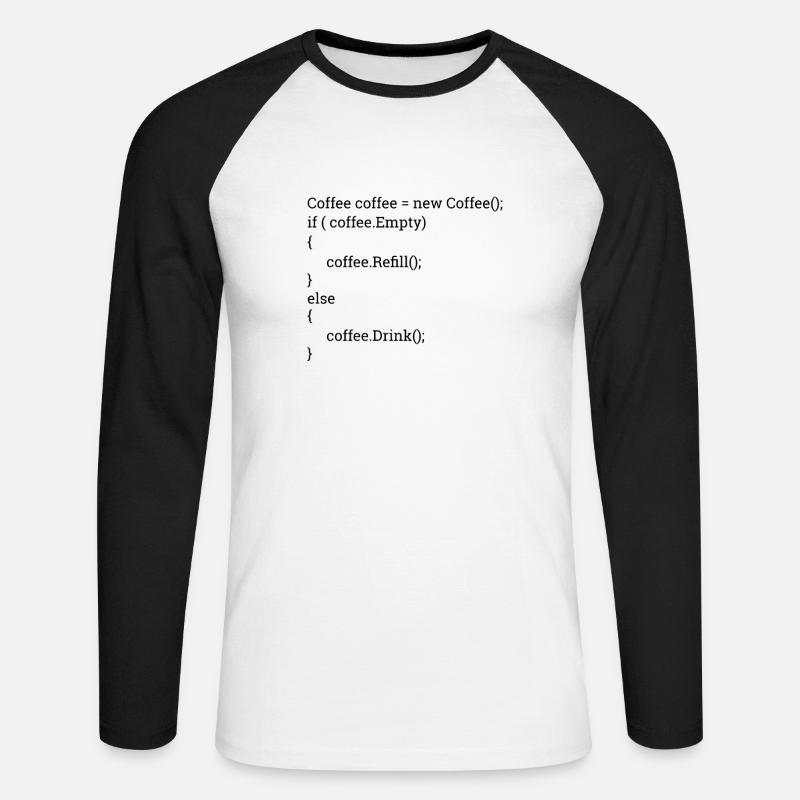 "Coffee and Code" | Programmers, programmers - Unisex Long Sleeve Baseball T-Shirt - white/black