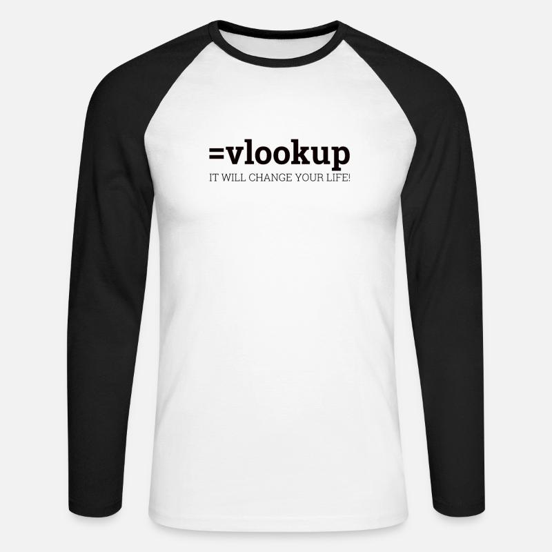 "=vlookup" | Admin, Computer, Informatik - Unisex Baseballshirt langarm - Weiß/Schwarz