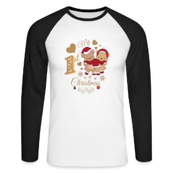 Le premier Noël de bébé - T-shirt baseball manches longues Homme - blanc/noir - Devant - Nik (191cm)