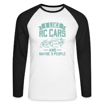 I like model cars, rc buggies and maybe 3 - Unisex Long Sleeve Baseball T-Shirt - white/black - Front - Nik (191cm)