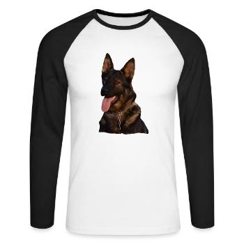 Dogs Dog Head German Shepherd German Shepherd Dog - Unisex Long Sleeve Baseball T-Shirt - white/black - Front - Nik (191cm)