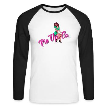 Pinup vintage rockabilly - Unisex Long Sleeve Baseball T-Shirt - white/black - Front - Nik (191cm)