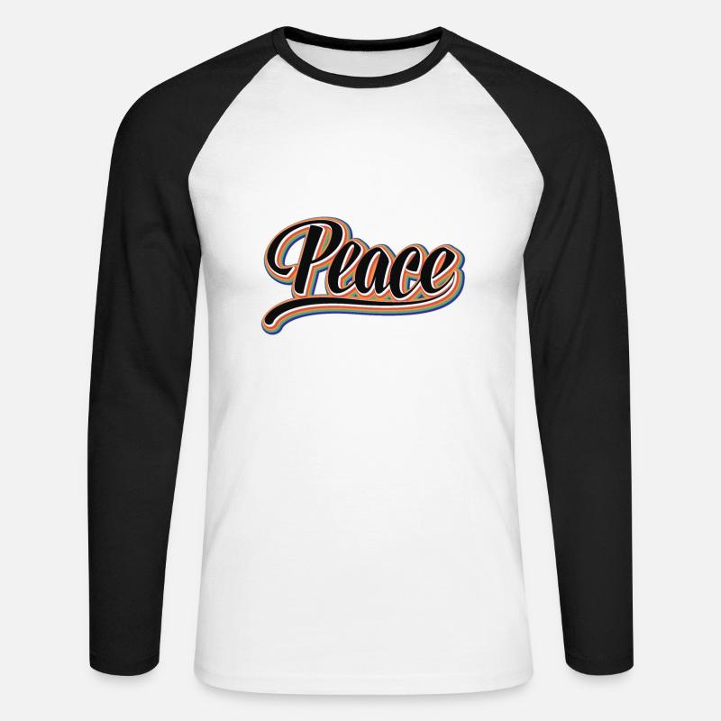 Peace, Frieden, Regenbogen, Hippie, - Unisex Baseballshirt langarm - Weiß/Schwarz