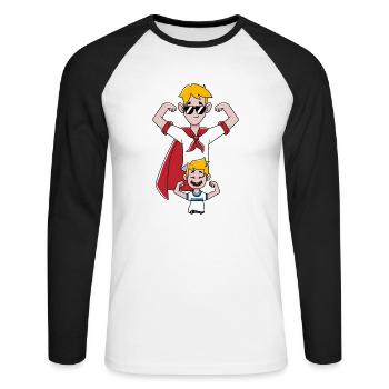 Superhero dad best father and son fathers day - Unisex Long Sleeve Baseball T-Shirt - white/black - Front - Nik (191cm)