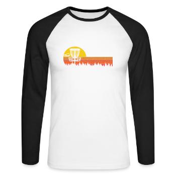 Sunset Frisbee Vintage Disc Golf Ultimate - T-shirt baseball manches longues Homme - blanc/noir - Devant - Nik (191cm)