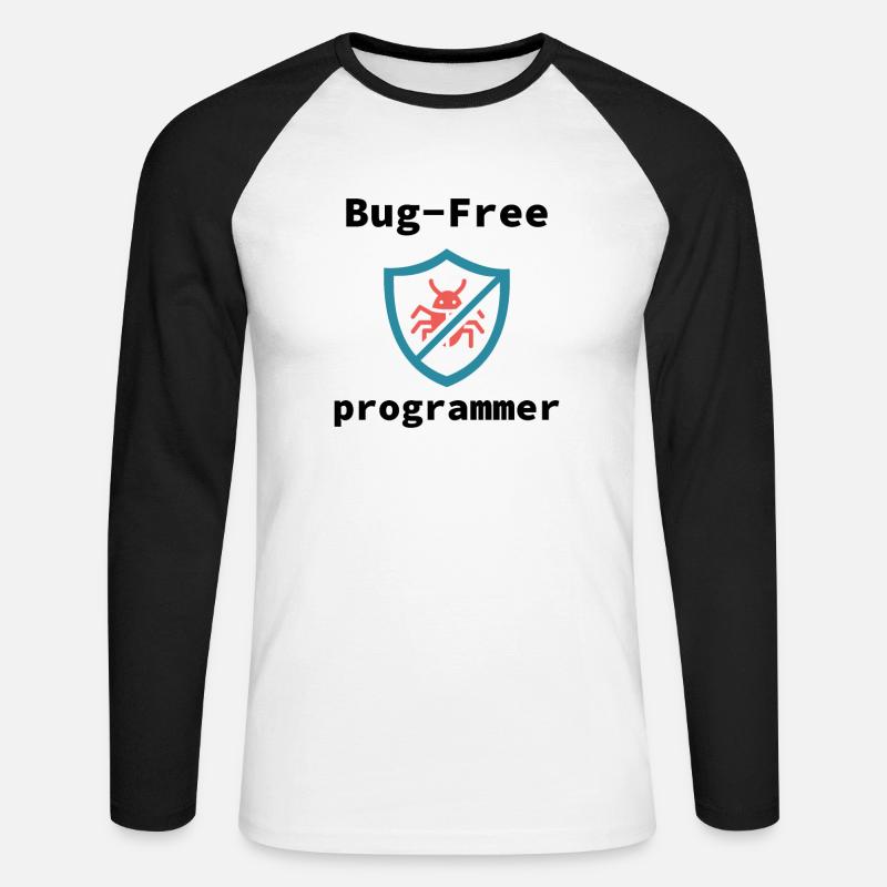 Bug-Free Programmer, Bug-Free Programming - Unisex Long Sleeve Baseball T-Shirt - white/black