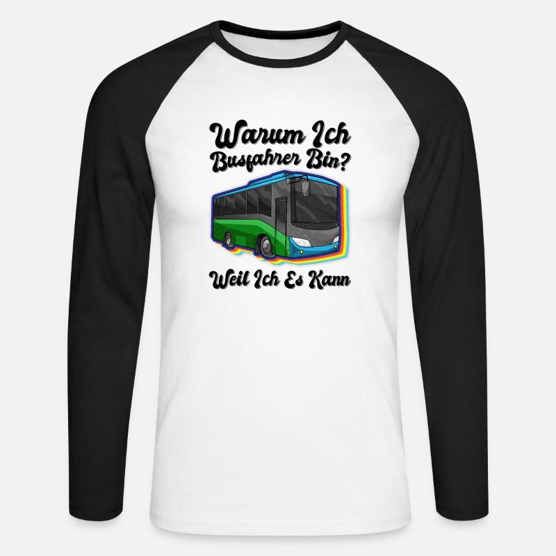 Busfahrer Buslenker Schulbus Beruf Kraftfahrer - Unisex Baseballshirt langarm - Weiß/Schwarz