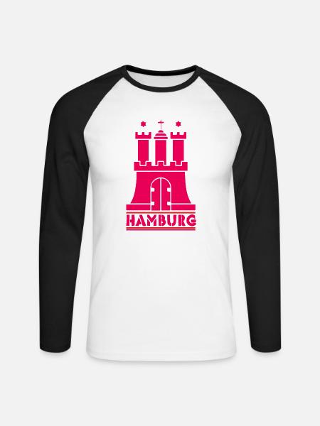 Hamburg Stadt Reisen - Unisex Baseballshirt langarm - Weiß/Schwarz