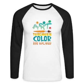 Art teachers lend the world color - Unisex Long Sleeve Baseball T-Shirt - white/black - Front - Nik (191cm)