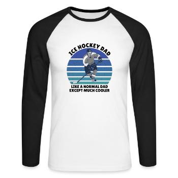 ice hockey dad - Unisex Baseballshirt langarm - Weiß/Schwarz - Vorne - Nik (191cm)