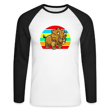 Triceratops sunset - Unisex Long Sleeve Baseball T-Shirt - white/black - Front - Nik (191cm)