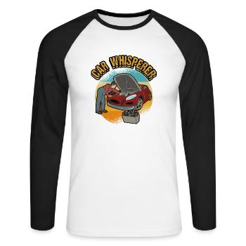KFZ Auto Mechaniker Beruf Lustig Spruch Geschenk - Unisex Baseballshirt langarm - Weiß/Schwarz - Vorne - Nik (191cm)