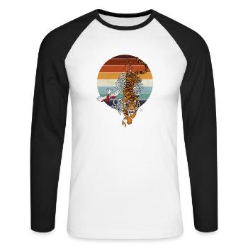 Japanese Wild Spirit Tiger | My spirit Animal - Unisex Long Sleeve Baseball T-Shirt - white/black - Front - Nik (191cm)