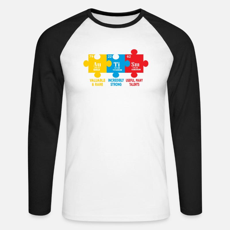 Autism Awareness elements - Unisex Baseballshirt langarm - Weiß/Schwarz
