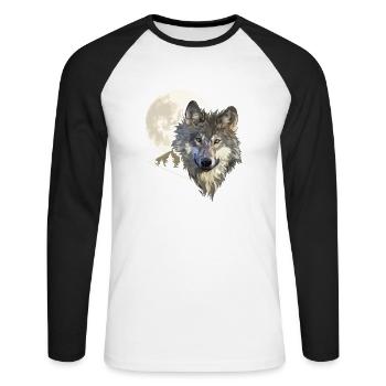 Grey Wolf Hunting In The Mountains Wolf - Unisex Baseballshirt langarm - Weiß/Schwarz - Vorne - Nik (191cm)