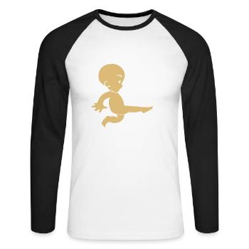 Fussball spielen schon als Baby - Unisex Baseballshirt langarm - Weiß/Schwarz - Vorne - Nik (191cm)