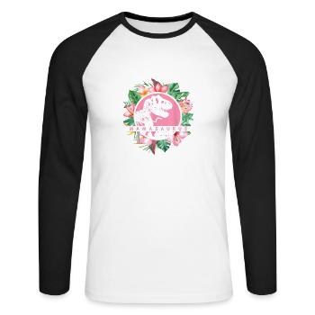 Fête des mères maman maman maman maman maman fleurs - T-shirt baseball manches longues Homme - blanc/noir - Devant - Nik (191cm)