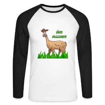 Öko Määäher - Unisex Baseballshirt langarm - Weiß/Schwarz - Vorne - Nik (191cm)