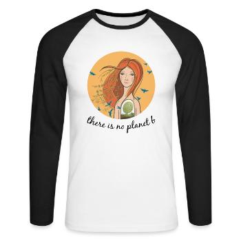 There Is No Planet B Earth Day - Unisex Long Sleeve Baseball T-Shirt - white/black - Front - Nik (191cm)