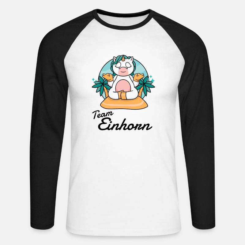 Team Einhorn - Unisex Baseballshirt langarm - Weiß/Schwarz