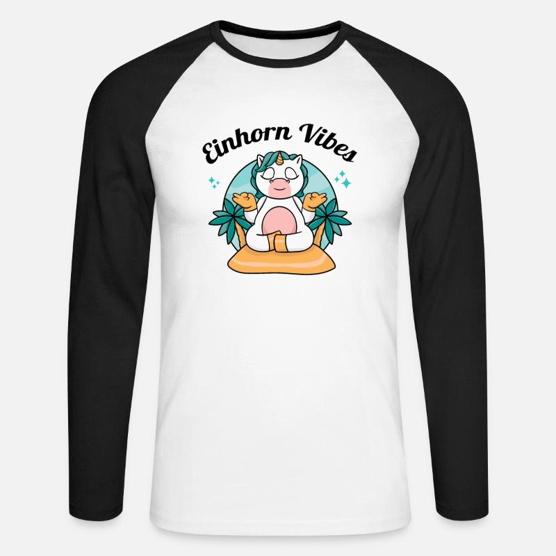 Team Einhorn - Unisex Baseballshirt langarm - Weiß/Schwarz