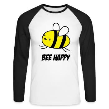 bee happy - T-shirt baseball manches longues Homme - blanc/noir - Devant - Nik (191cm)