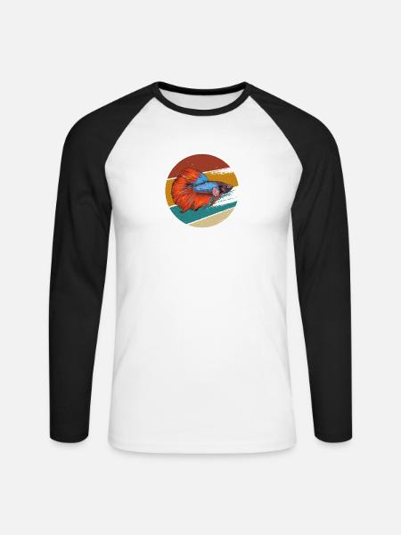 Siamesischer Kampffisch Zierfisch Fisch Geschenk - Unisex Baseballshirt langarm - Weiß/Schwarz