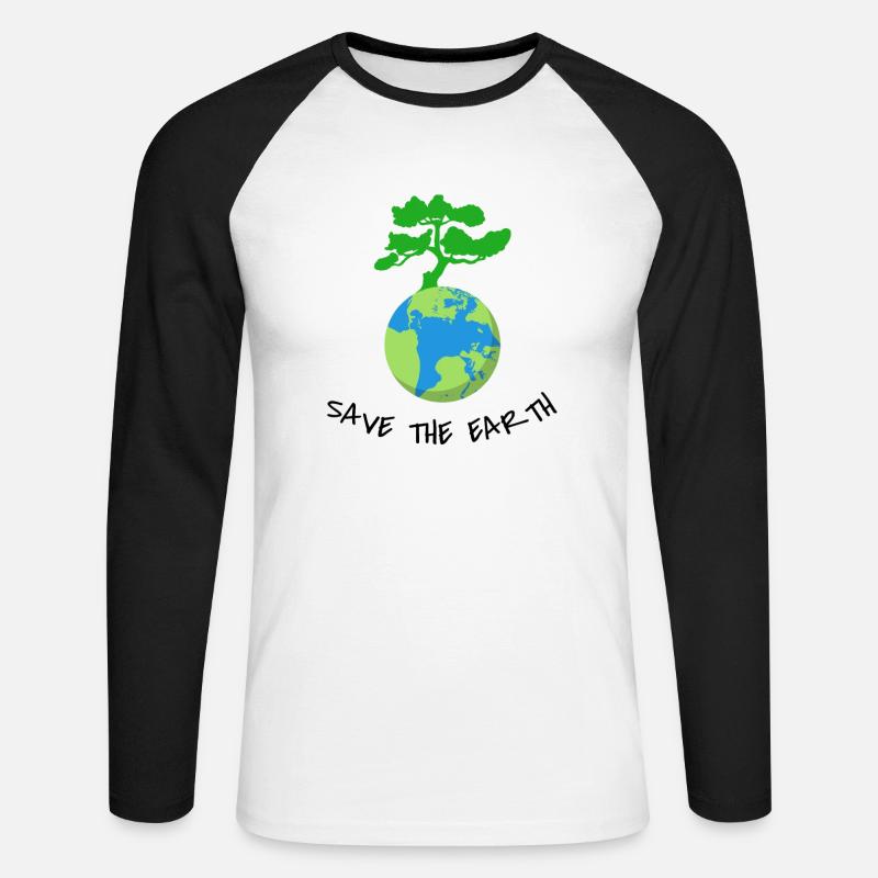Save The Earth - Unisex Baseballshirt langarm - Weiß/Schwarz