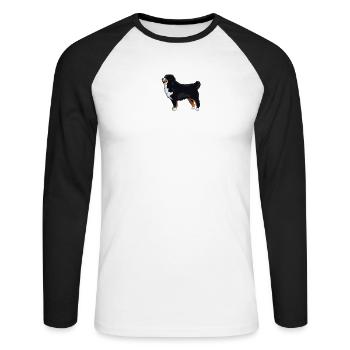 Bernese Mountain Heartbeat Shirt Bernese Mountain - T-shirt baseball manches longues Homme - blanc/noir - Devant - Nik (191cm)